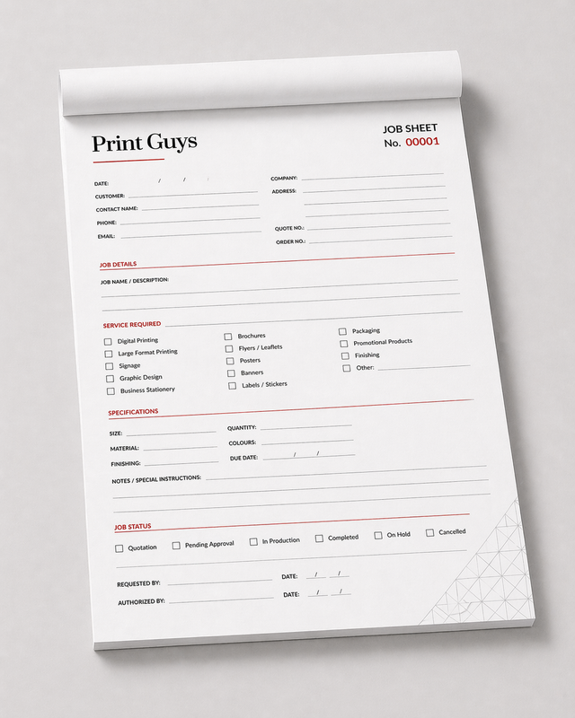 Worksheet Pads | Print Guys